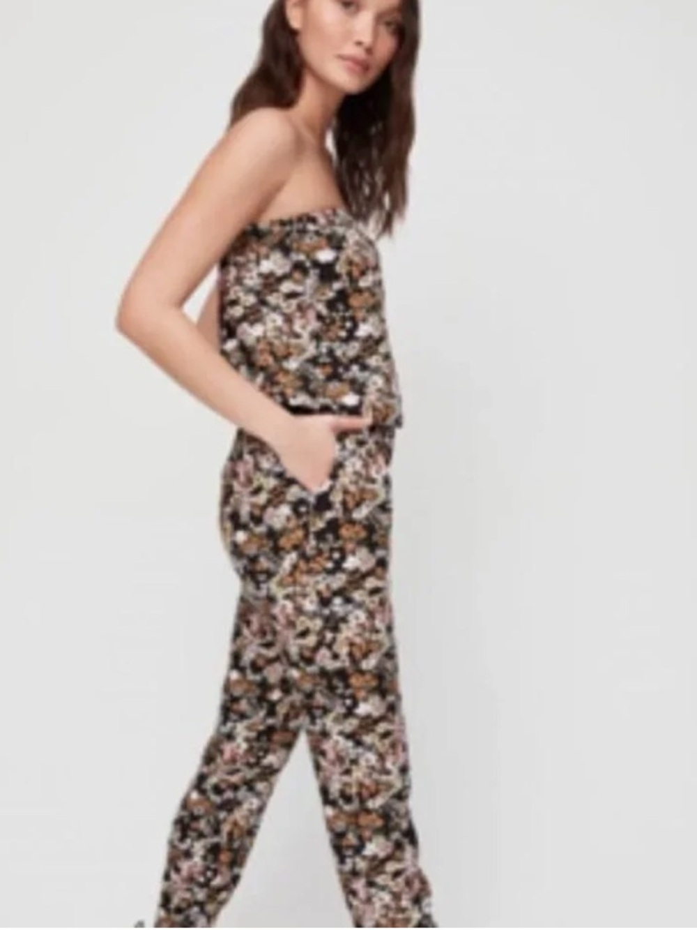 Sunday Best Black Floral Strapless Jumpsuit